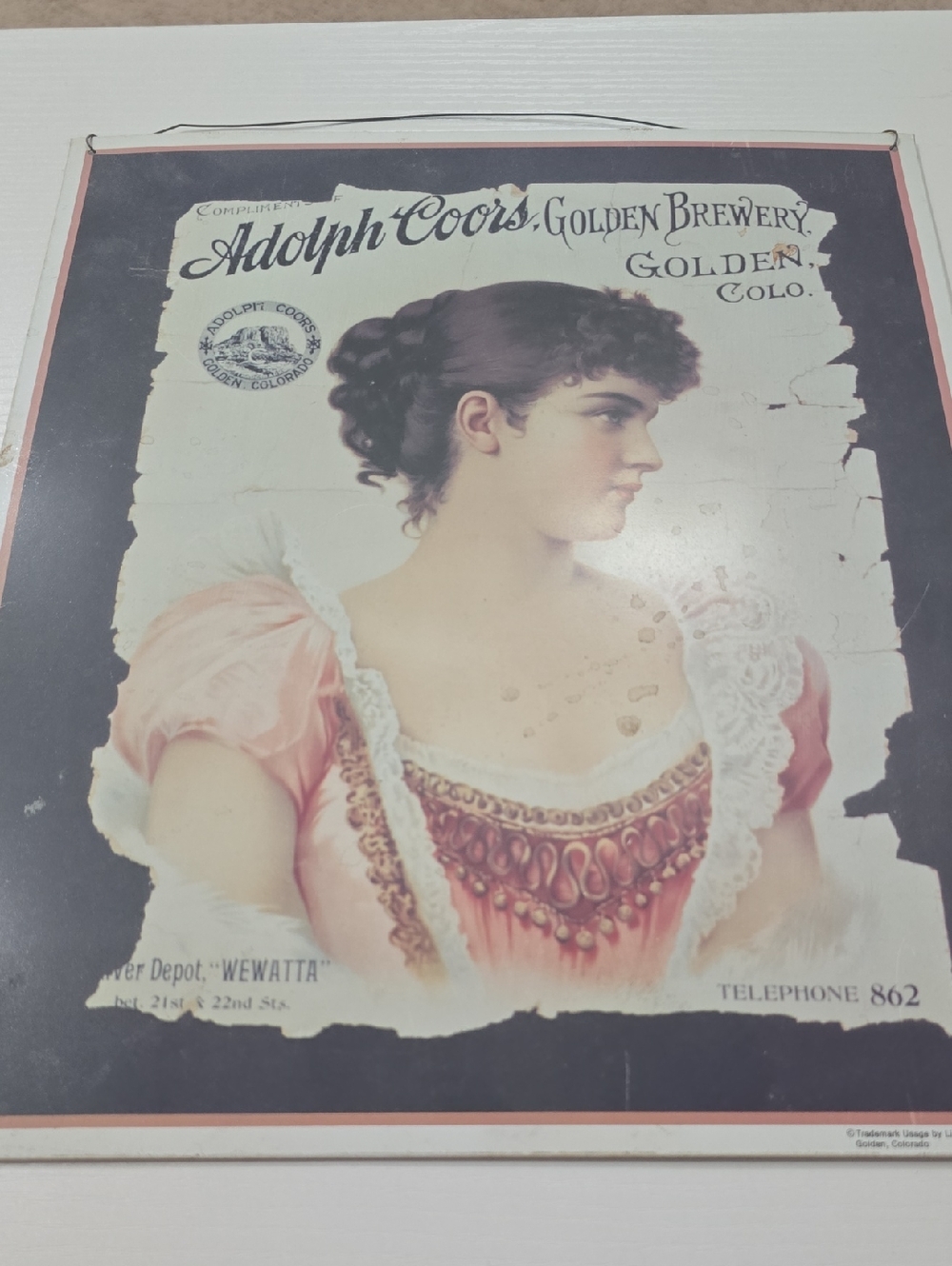 Vintage Adolph Coors Brewing Company Metal Hanging Sign